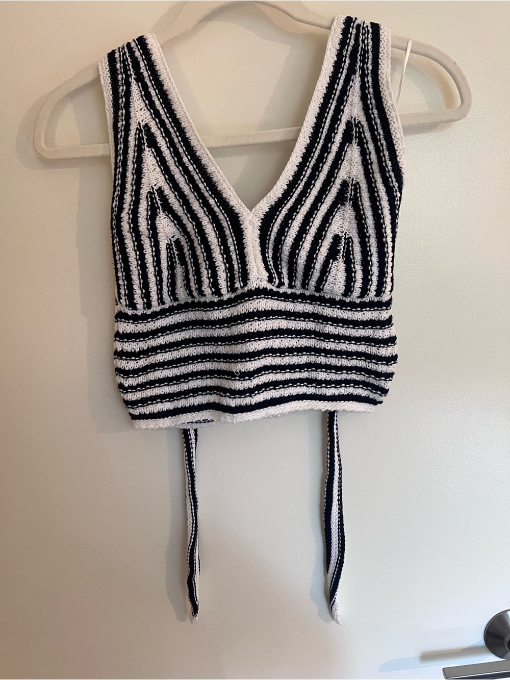 Hollister Black & White Striped Cropped Knit Tank